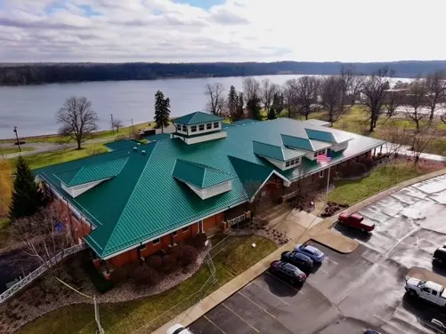 Tarping and dry-in on a Lake Stonebridge commercial roof